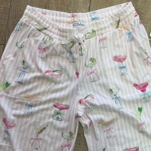 PJ Salvage Cream Pajama Pants with Pink and Green Accents
